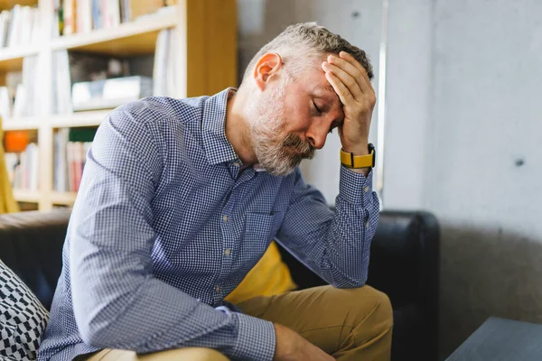 40s or 50s sad and worried man with grey hair — Stock Fotó