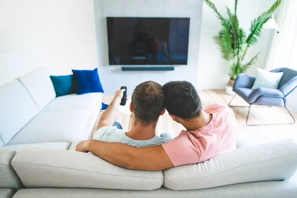 Portrait of a Cute Male gay Couple at Home — Stock Photo, Image