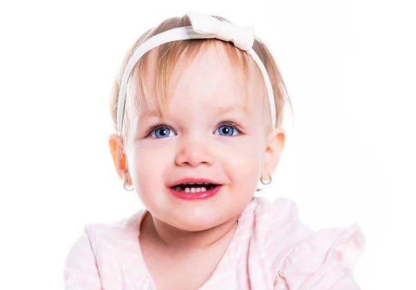 A Portrait of a two year old girl isolated on white background — стоковое фото