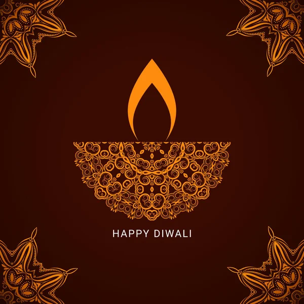 Hermoso Saludo Feliz Diwali Con Diya Ardiente Para Festival Luces — Vector de stock