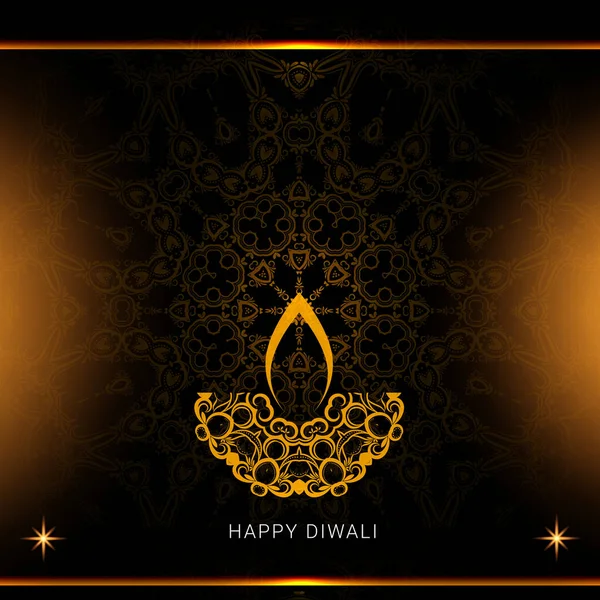 Hermoso Saludo Feliz Diwali Con Diya Ardiente Para Festival Luces — Vector de stock