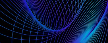 Soyut geometrik mavi dalgalı gradyan çizgiler illüstrasyon banner model arkaplan vektörü