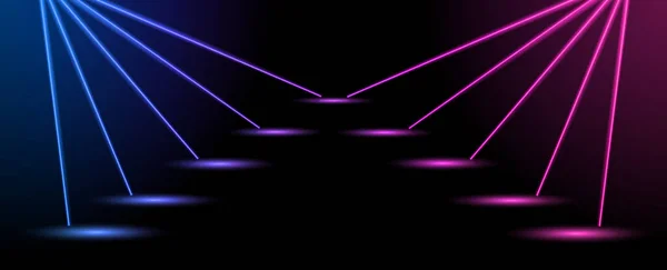 Astratto Linee Geometriche Neon Effetto Luce Illustrazione Banner Modello Sfondo — Vettoriale Stock