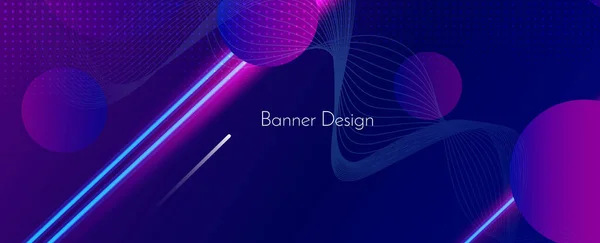 Abstract Geometrisch Elegant Modern Laag Neon Patroon Kleurrijke Banner Achtergrond — Stockvector