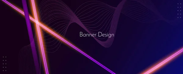 Abstrait Géométrique Élégant Moderne Néon Lumière Motif Coloré Bannière Arrière — Image vectorielle