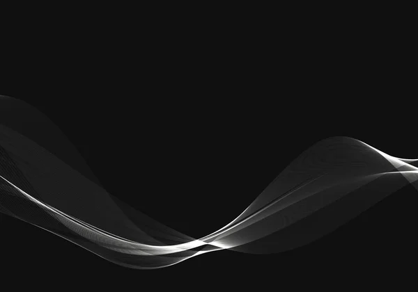 Silver Flowing Wave Design Dark Background Vector — Stok Vektör