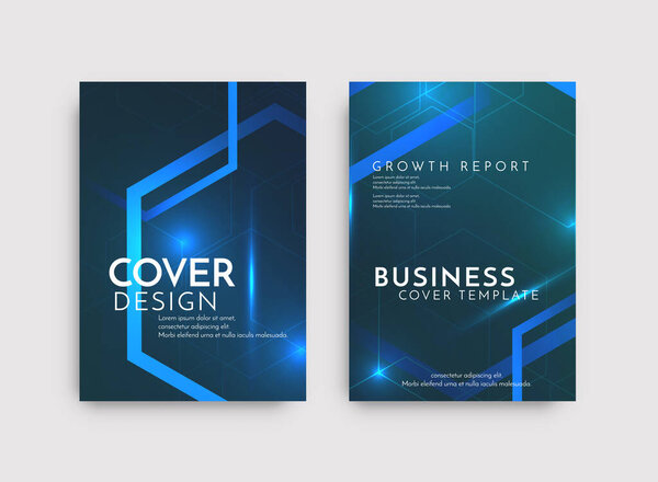 Modern brochure template geometric design set vector