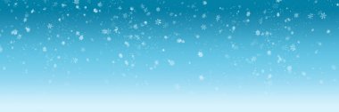Kar taneleri ile kış mavisi arkaplan, pankart boyutu