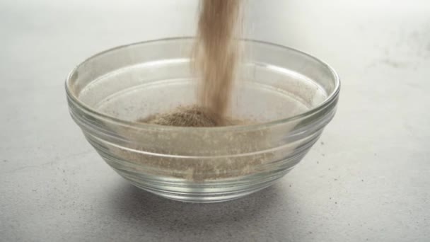 Psyllium husk voedingsvezels supplement gezond dieet ochtend routine — Stockvideo