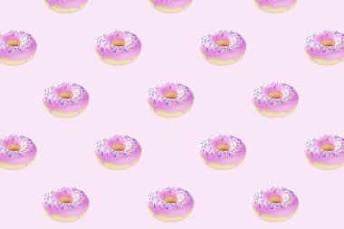 Pembe arkaplan desenli pembe çörekler 3D görüntüleyici