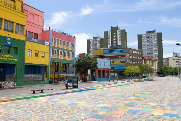 Widok Dzielnicy Boca Kilkoma Osobami Buenos Aires Malowana Ścieżka Rzeczna — Zdjęcie stockowe