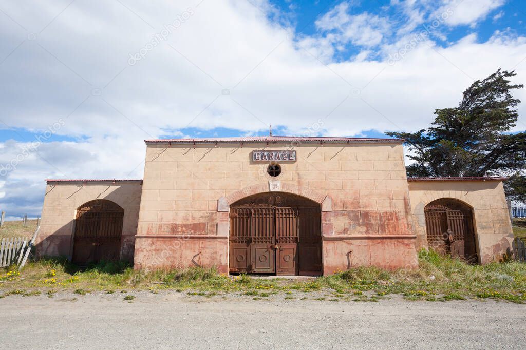 San Gregorio townscape, Punta Delgada, Chile landmark. Estancia San Gregorio. Abandoned buildings