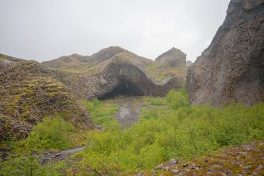 İzlanda manzara. Jokulsargljufur Milli Parkı yağmur bir günde, İzlanda