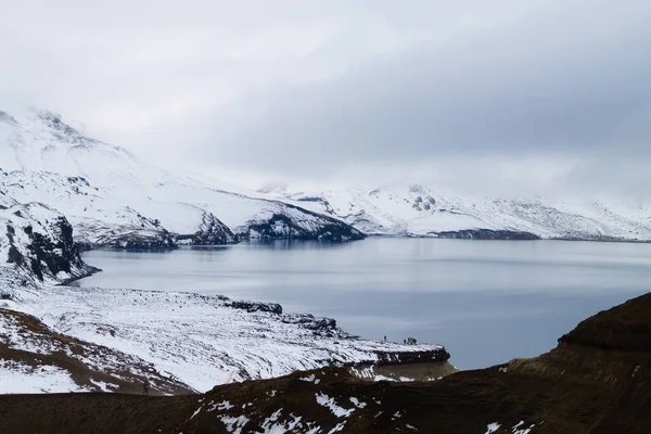 Lago Oskjuvatn Askja Islandia Sierra Central Islandia Hito Vista Volcánica — Foto de Stock