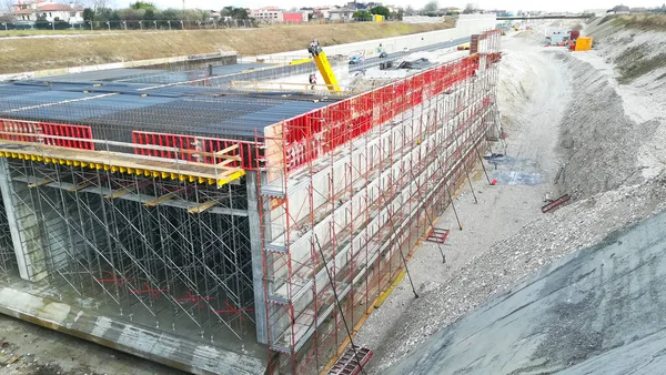 Bouwplaats Van Snelweg Uitzicht Civiele Techniek Wegen Voor Wederopbouw — Stockfoto