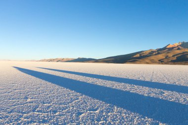 Salar de Uyuni, Bolivya. Dünyadaki en büyük tuz düzlüğü. Bolivya manzarası. Cerro Tunupa görünümü