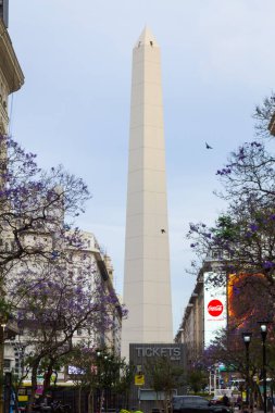 BUENOS AIRES, ARGENTINA - 29 Kasım 2018: Buenos Aires dikilitaş görüntüsü G20 2018 görünümü. Arjantin tarihi