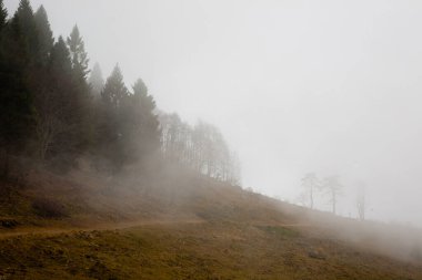 Asiago Platosu 'ndan sisli bir manzara. Venedik dönüm noktası