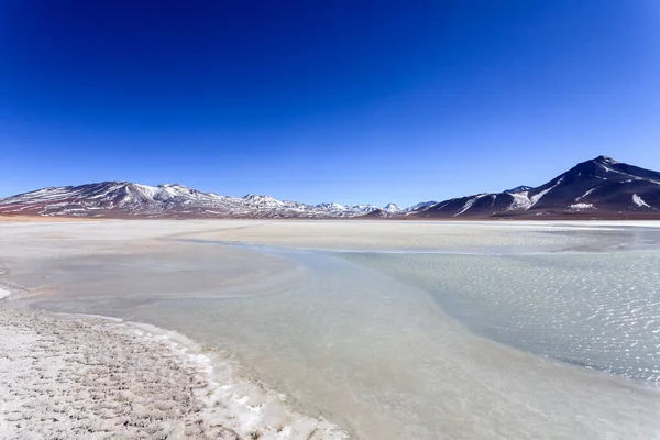 Λαγκούνα Μπλάνκα Τοπίο Βολιβία Όμορφη Bolivian Πανόραμα Λευκή Λιμνοθάλασσα Και — Φωτογραφία Αρχείου