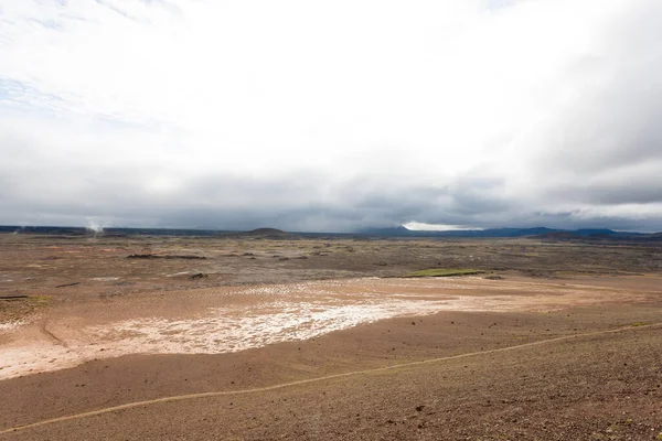 Vista Piscine Fango Hverir Islanda Punto Riferimento Paesaggio Islandese — Foto Stock