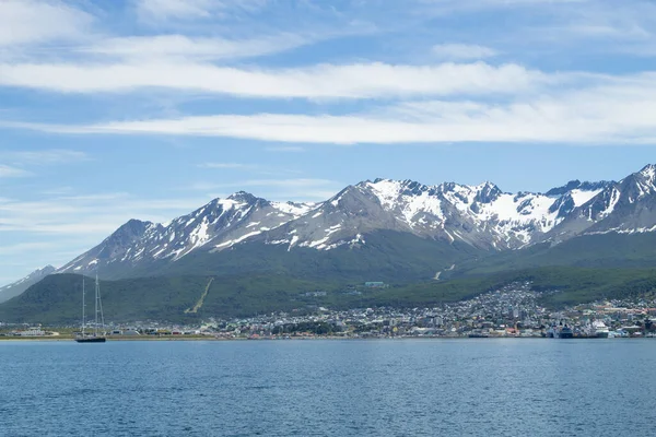 Paisaje Urbano Ushuaia Desde Canal Beagle Paisaje Argentino Tierra Del — Foto de Stock