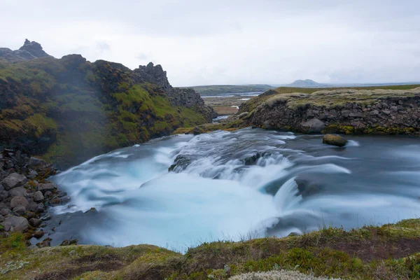 西尔福索斯落在夏季的景色 冰岛风景 — 图库照片