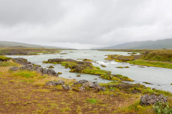 Godafoss Πέφτει Κατά Θερινή Περίοδο Άποψη Ισλανδία Ισλανδικό Τοπίο — Φωτογραφία Αρχείου