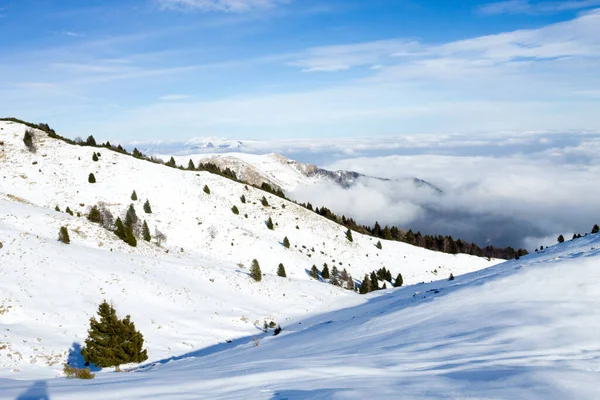 Paesaggio Invernale Con Neve Dalle Alpi Monte Grappa Vista Inverno — Foto Stock