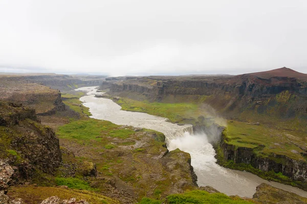 Hafragilsfoss Падает Летний Сезон Вид Исландия Исландский Ландшафт — стоковое фото