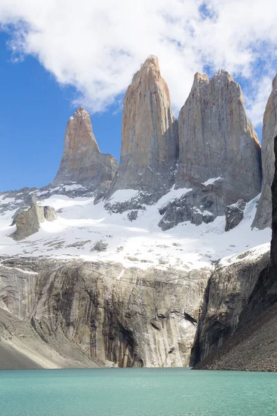 Base Las Torres viewpoint, Torres del Paine, Chile. Chilean Patagonia landscape.