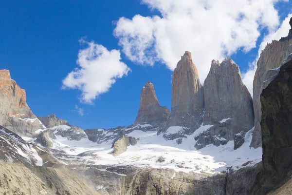 Base Las Torres viewpoint, Torres del Paine, Chile. Chilean Patagonia landscape.