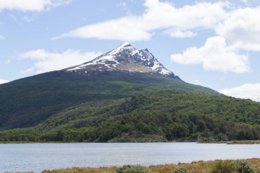 Lapataia Körfezi manzarası, Tierra del Fuego Ulusal Parkı, Arjantin. Arjantin simgesi