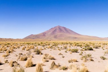 Bolivya Dağları manzarası, Bolivya. Andean Platosu manzaralı. Volkan manzaralı.