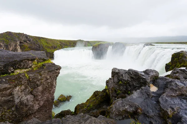 Godafoss Cai Vista Temporada Verão Islândia Paisagem Islandesa — Fotografia de Stock