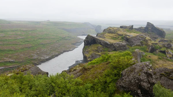 冰岛景观 在一个下雨的日子里 约卡尔阿尔格柳弗国家公园 — 图库照片