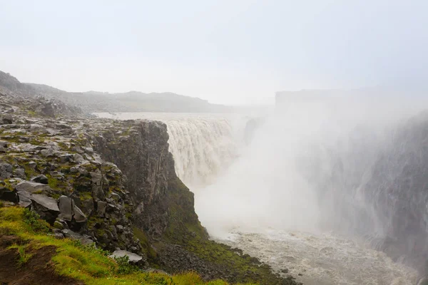 Καταρράκτες Dettifoss Θέαση Θερινής Περιόδου Ισλανδία Ισλανδικό Τοπίο — Φωτογραφία Αρχείου