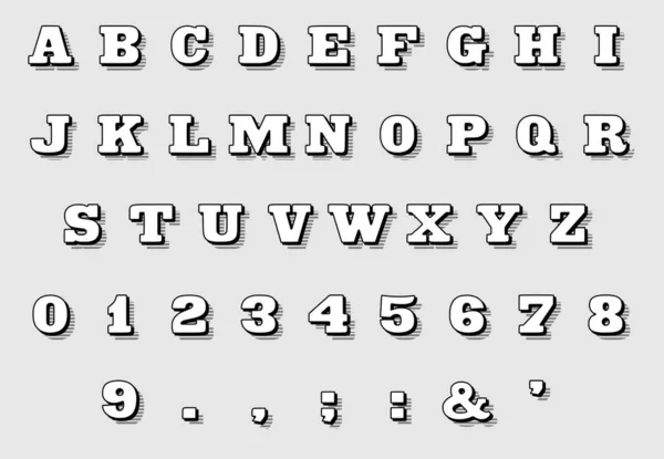 Retro Grauton Effekt Großbuchstaben Und Zahlen Schriftart Zur Vektorillustration — Stockvektor
