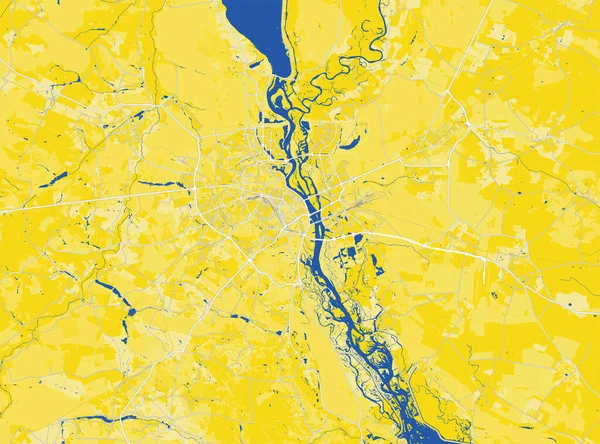 乌克兰基辅的详细矢量图 基辅或基辅是乌克兰的首都和人口最多的城市 它位于乌克兰中北部第聂伯河畔 — 图库矢量图片