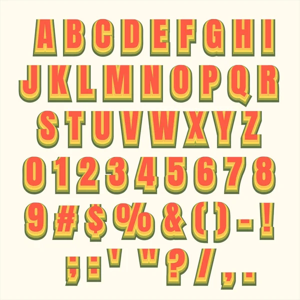 Coloré Rétro Texte Effet Lettre Alphabet Stylisé — Image vectorielle