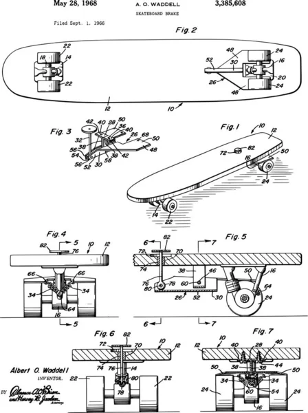 Patente Quebra Skate Vintage 1968 —  Vetores de Stock