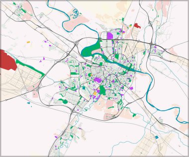 Vector editable city map of Zaragoza, Spain
