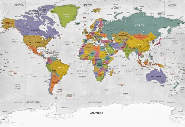 Illustration World Map Miller Projection — Stockfoto