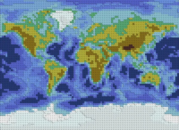 World Map Many Toy Bricks — Stockvector