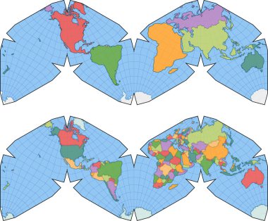 Political World Map Cahill-Keyes projection