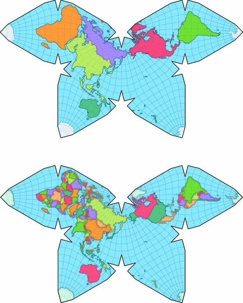 World Map Waterman Butterfly Projection — Stockvektor