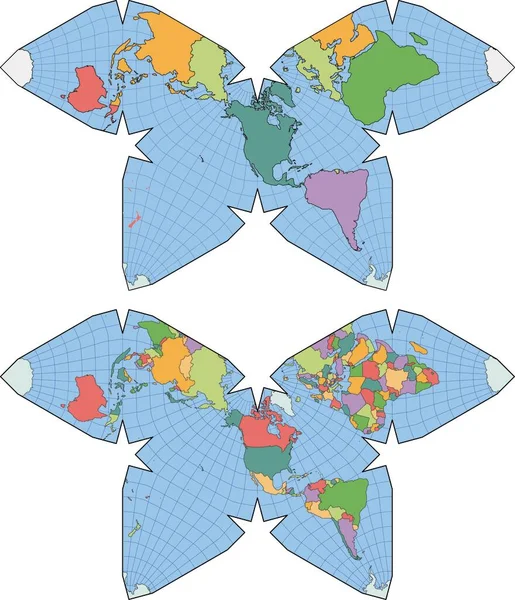 World Map Waterman Butterfly Projection — Stockvektor