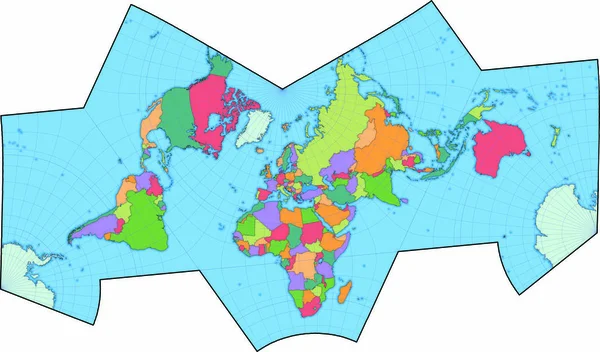 Cahill Concialdi World Map Projection — Archivo Imágenes Vectoriales