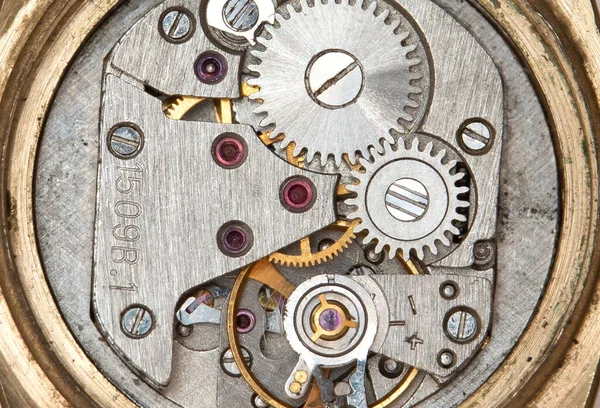 Macrofotografie Van Een Oud Polshorloge Mechanisme Gedemonteerde Toestand — Stockfoto