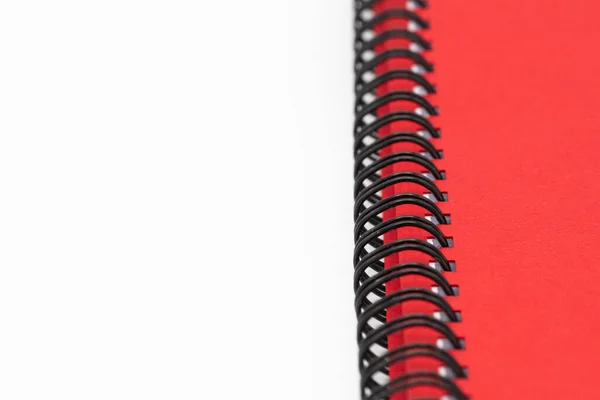 Close Spiral Notebook Notepad Red Cover Isolated White Background — Stock Photo, Image