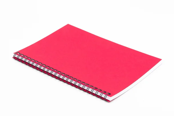 Cuaderno Espiral Bloc Notas Con Tapa Roja Aislada Sobre Fondo —  Fotos de Stock